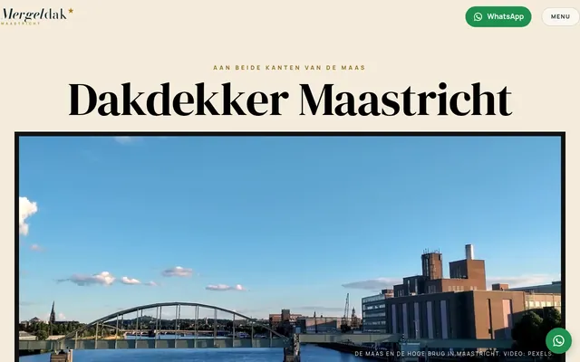 Screenshot van de homepage van Dakdekker Maastricht