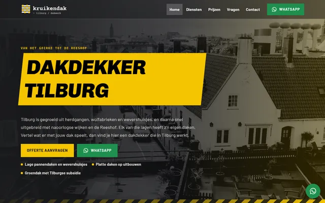 Screenshot van de homepage van Kruikendak