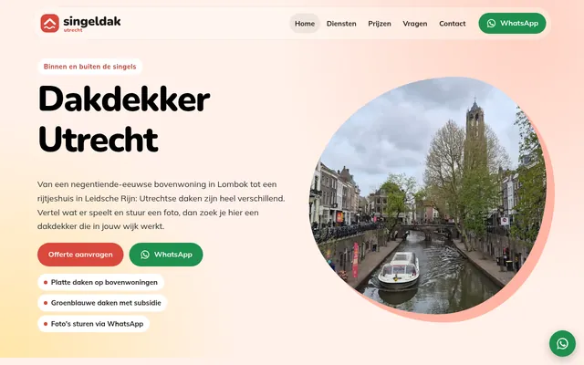 Screenshot van de homepage van Singeldak