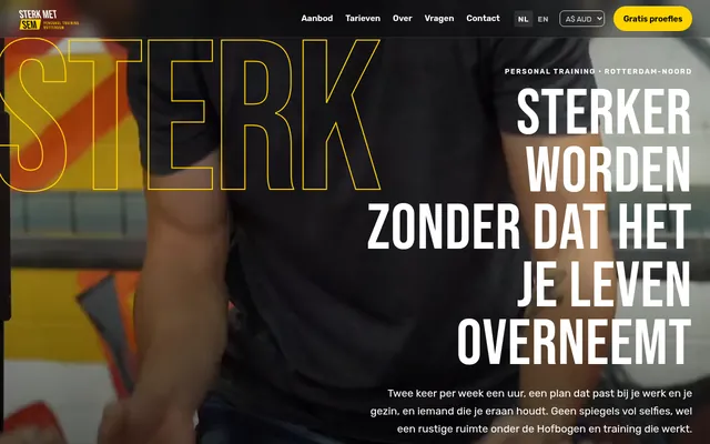 Screenshot van de homepage van Sterk met Sem