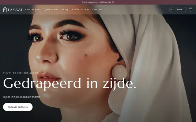 Screenshot van de homepage van Layaal