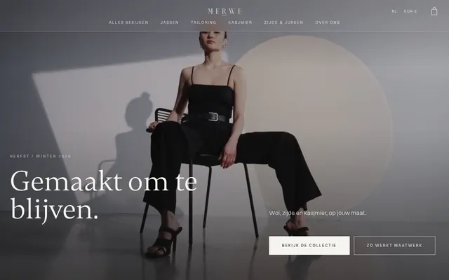 Screenshot van de homepage van MERWE