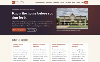 Homepage of Brisbane Building Inspectors