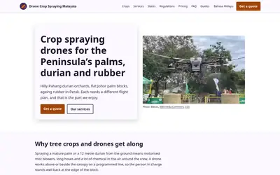 Homepage of Drone Crop Spraying Malaysia
