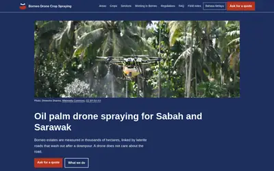 Homepage of Borneo Drone Crop Spraying