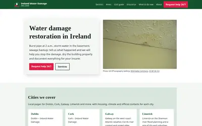Homepage of Ireland Water Damage