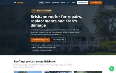 Homepage of RA Roofing