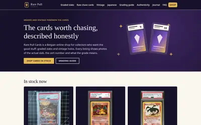 Homepage of Rare Pull Cards