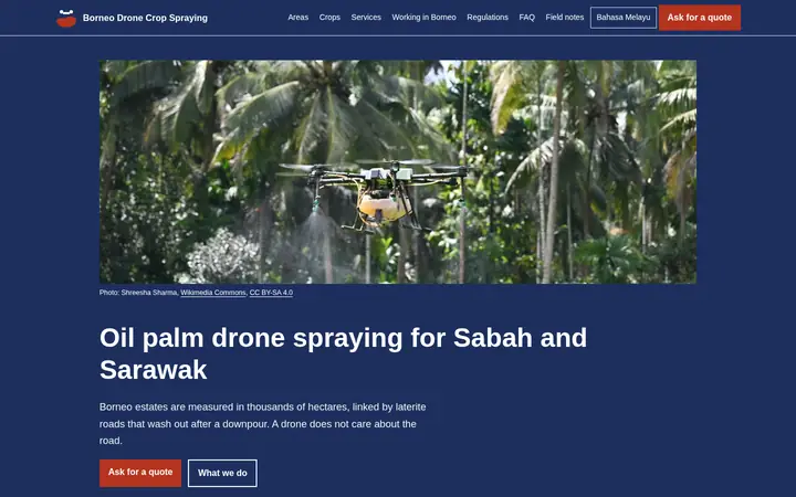 Top of the dronecropsprayingmalaysia.com homepage