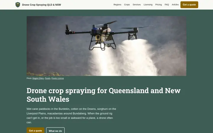 Top of the dronecropsspraying.com homepage