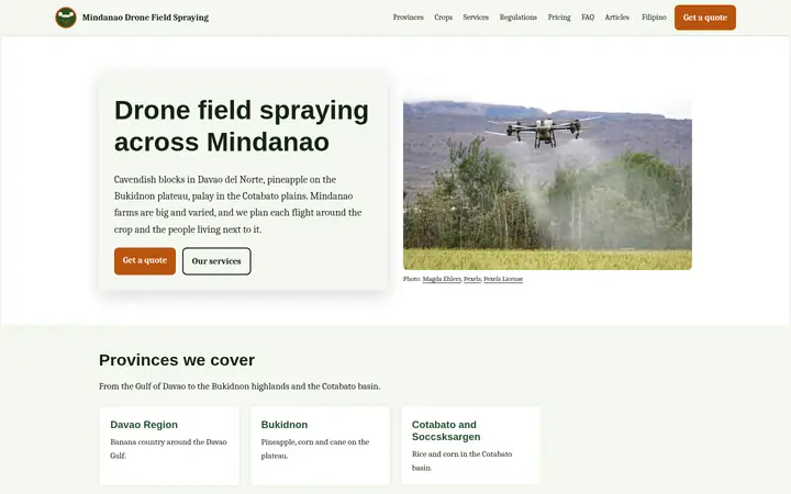 Top of the dronefieldspraying.ph homepage