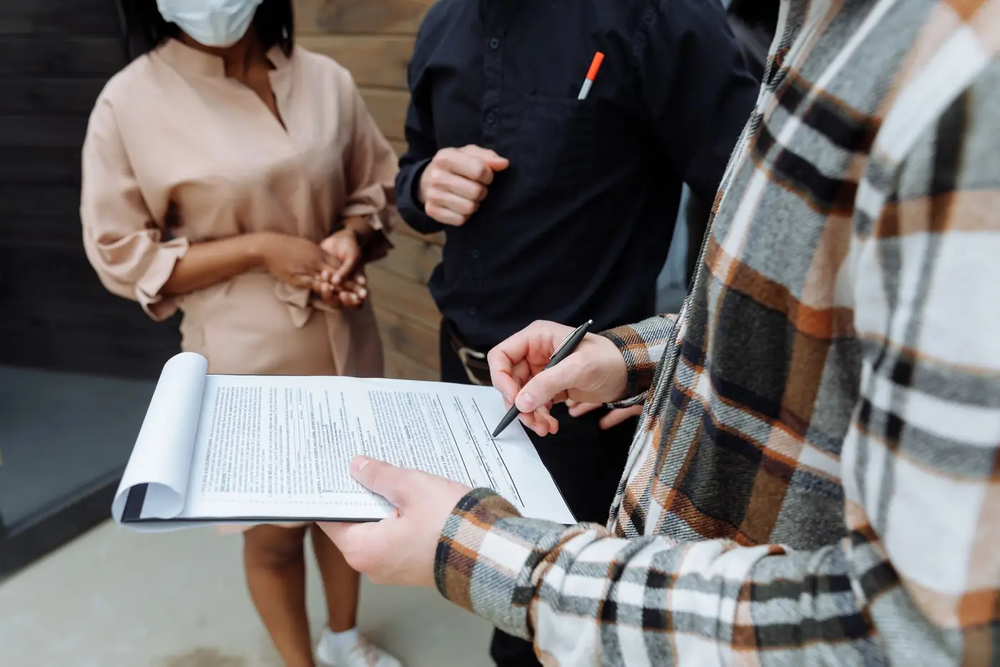 Two people reviewing a document together